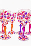 Leaves Venice Glass Water Goblets in Shades of Pink – Set of 6 | Venetian Handmade