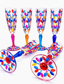 Leaves Venice Glass Champagne Goblets in Venetian Harlequin – Set of 6 | Venetian Handmade