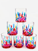 Opera' whiskey or water tumblers in Venetian Harlequin  - 6 pcs.