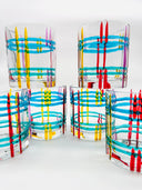 Ani whiskey or water tumblers in Venetian Harlequin - 6 pieces