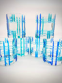 Ani whiskey or water tumblers in shades of green and blue - 6 pieces