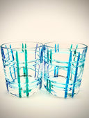 Ani whiskey or water tumblers in shades of green and blue - 6 pieces