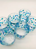 Leaves whiskey or water tumblers in  shades of green and blue - 6 pcs.