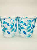 Leaves whiskey or water tumblers in  shades of green and blue - 6 pcs.