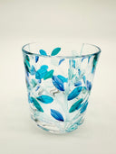 Leaves whiskey or water tumblers  in shades of green and blue - 2 pcs.