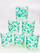Leaves whiskey or water tumblers in shades of green - 6 pcs.