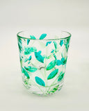 Leaves whiskey or water tumblers in shades of green - 2 pcs.