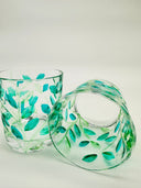 Leaves whiskey or water tumblers in shades of green - 2 pcs.
