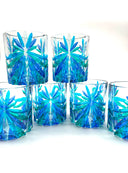 Oasy water or whiskey  tumblers in  shades of green and blue- 6 pcs.