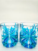 Oasy water or whiskey  tumblers in  shades of green and blue- 6 pcs.