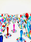 Leaves Water Goblets in Venetian Harlequin - 6 pcs.