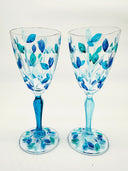 Leaves Water Goblets in shades of green and blue - 6 pcs.