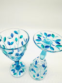 Leaves Water Goblets in shades of green and blue - 6 pcs.