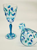 Leaves Water Goblets in shades of green and blue - 2 pcs.