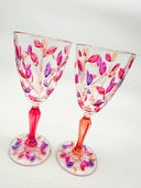 Leaves Water Goblets  in shades of pink - 2 pcs.