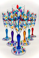 Leaves Champagne  Goblets in Venetian Harlequin - 6 pcs.