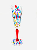 Leaves Champagne  Goblets in Venetian Harlequin - 6 pcs.