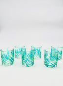 Melody whiskey or water glass in shades of blue and green - 6 pieces