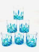 Opera' whiskey or water tumblers in shades of green and blue  - 6 pcs.