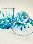 Opera' whiskey or water tumblers in shades of green and blue - 2 pcs.